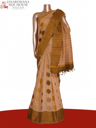 Pure Checks Tissue Zari Tussar Silk Saree